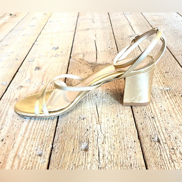 Marion Parke Bianca Gold Strappy Leather Block Heel Sandal EU 38.5 US 8-8.5 - Picture 7 of 14